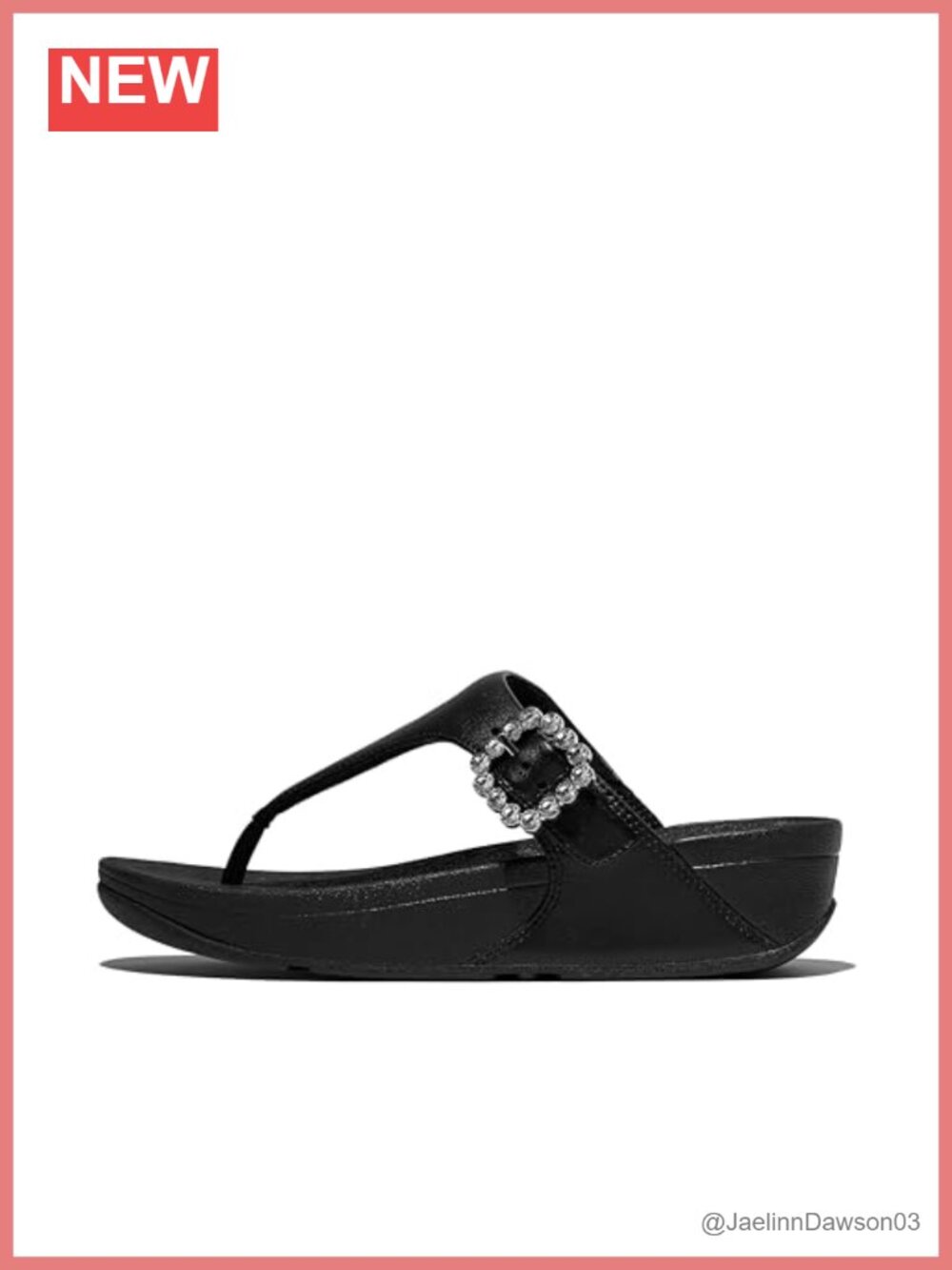 FitFlop Leather Crystal-Buckle Toe-Post Sandals Wedge